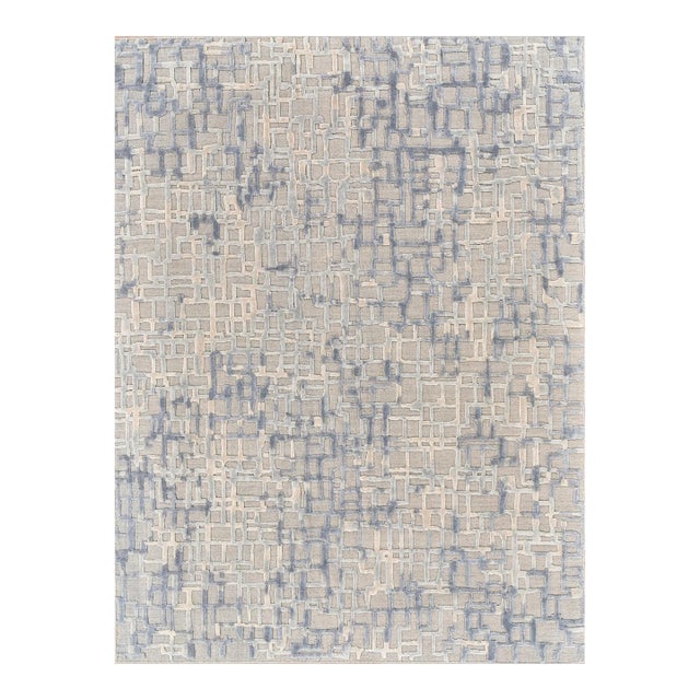 Exquisite Rugs Vista Handmade New Zealand Wool & Bamboo Silk Gray/Blue Rug-6'X9' For Sale