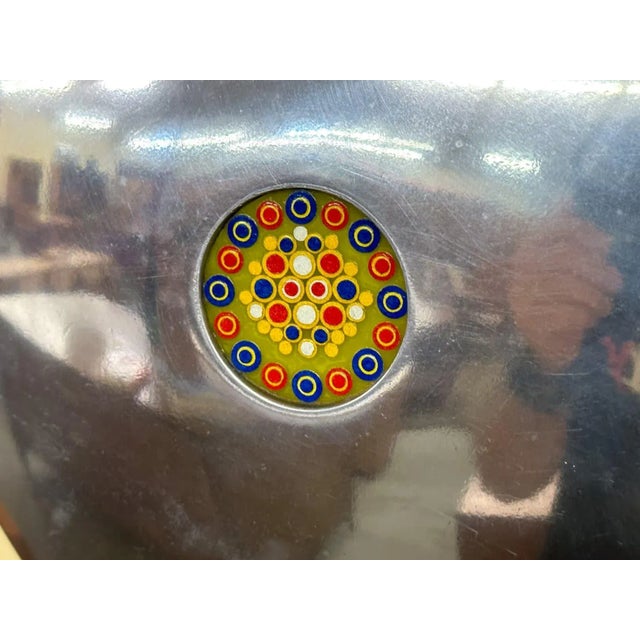 Silver Aluminum Sculpture With Glass Disc From 1971 For Sale - Image 8 of 10
