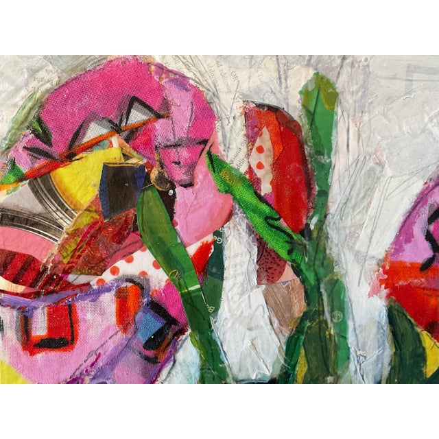 Bright Colorful Abstract Floral Collage by C. Carrillo For Sale - Image 4 of 7