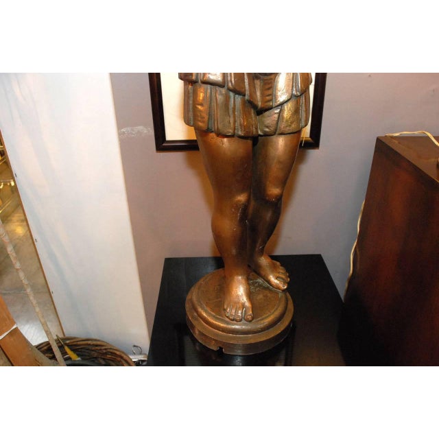 Italian Cast Iron Standing Sculpture of Roman Lady With Torch Chairish