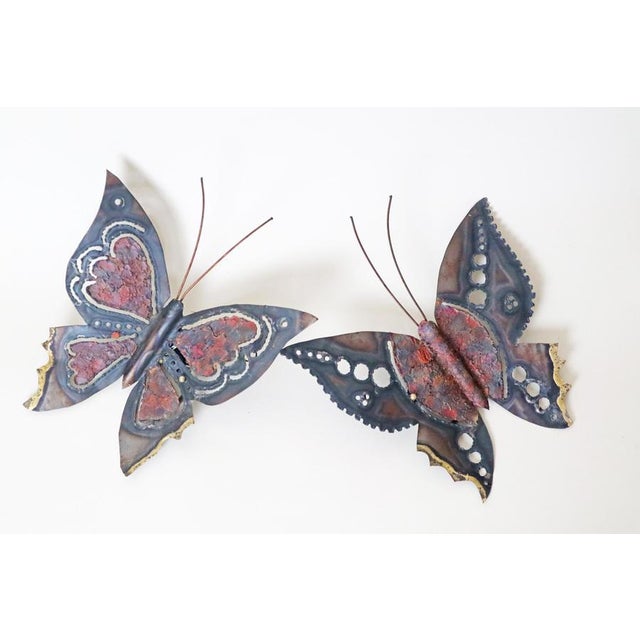 Mid-Century Modern Handcrafted Butterfly Wall Lights in Metal, 1970s, Set of 2 For Sale - Image 6 of 10