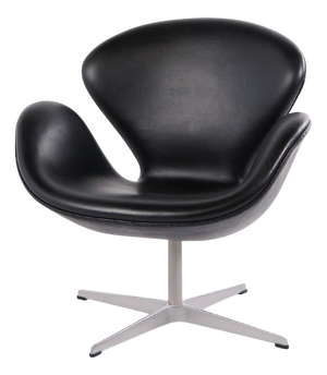 Swan Chair in Black Elegance Leather by Arne Jacobsen for Fritz Hansen, 2002