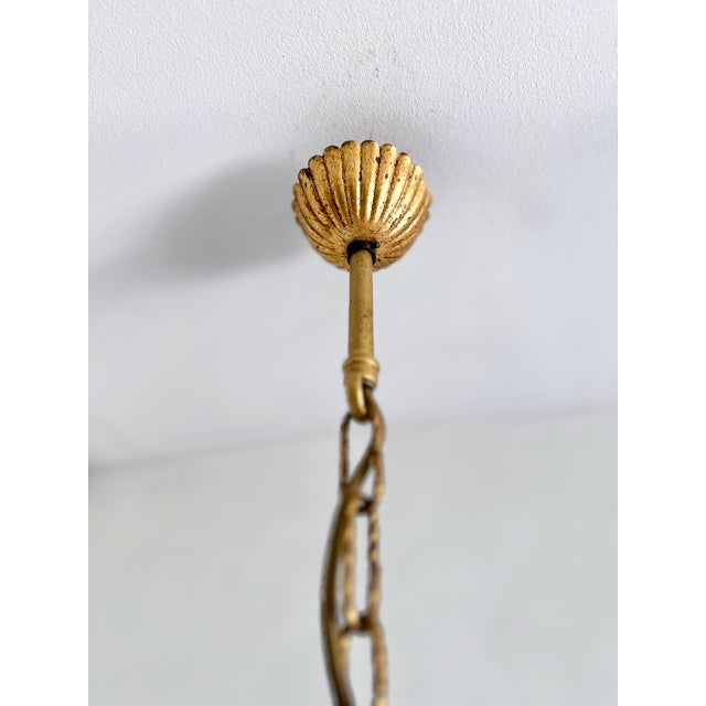 Italian Pink Glass Floral Chandelier with Gilt Tole Leaves from Banci Firenze, 1970s For Sale - Image 10 of 16