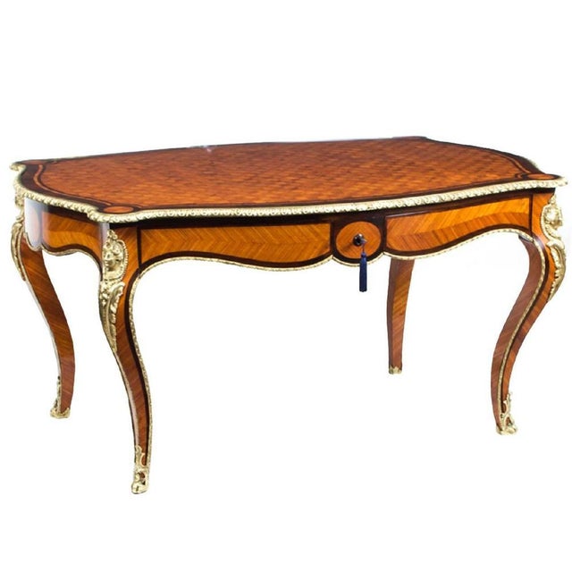 19th Century French Bureau Plat Parquetry Writing Table For Sale - Image 10 of 10