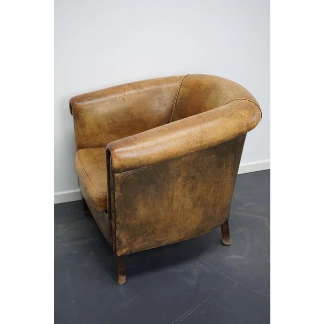 Vintage Dutch Cognac Colored Leather Club Chair For Sale - Image 9 of 17