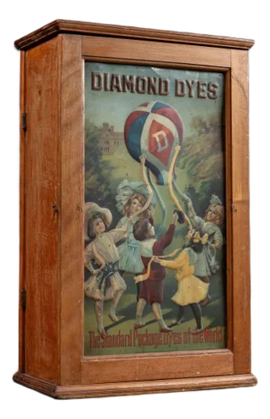 Early 20th Century Diamond Dyes Point-of-Sale Countertop Cabinet