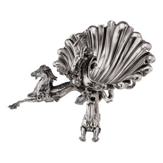 19th Century French Silver Plate Hippocampi, Mermaid & Shell Centrepiece, 1890s For Sale