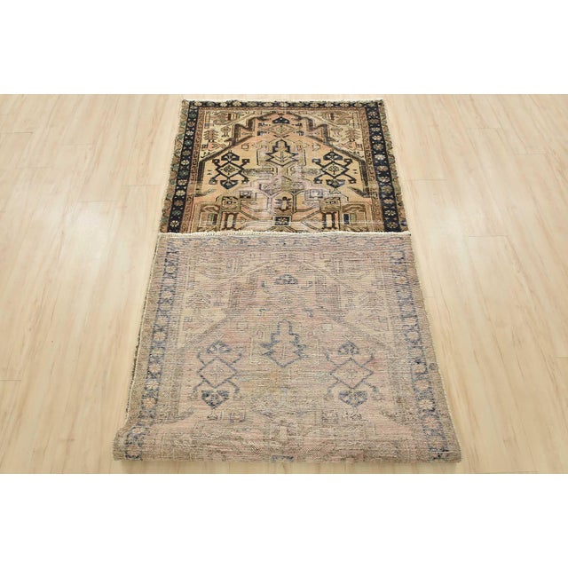 Hamedan Runner 3’5” X 9′ Pink Wool Semi-Antique Tribal Hand-Knotted Rug For Sale - Image 14 of 15
