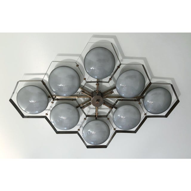 Italian 21st Century Hive Bronze Glossy Gray Murano Flush Mount by Fabio LTD For Sale - Image 3 of 6