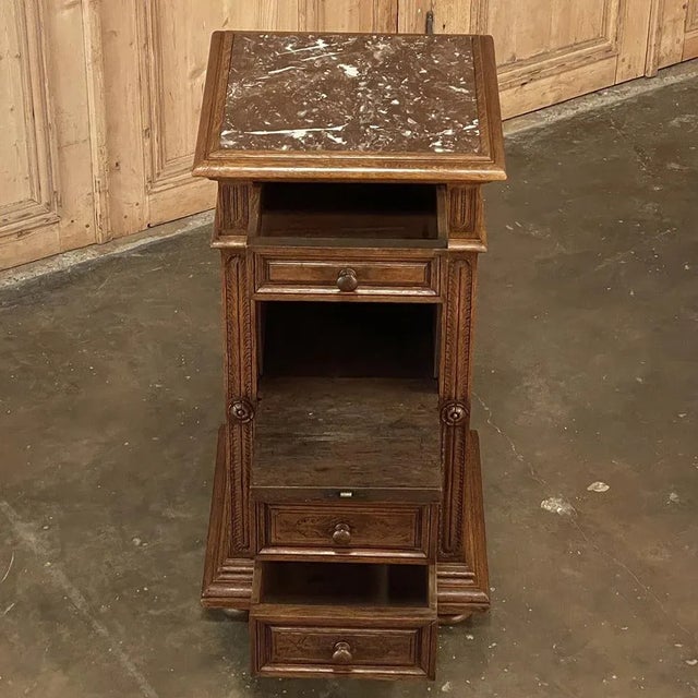 19th Century French Neoclassical Marble Top Nightstand For Sale - Image 4 of 13