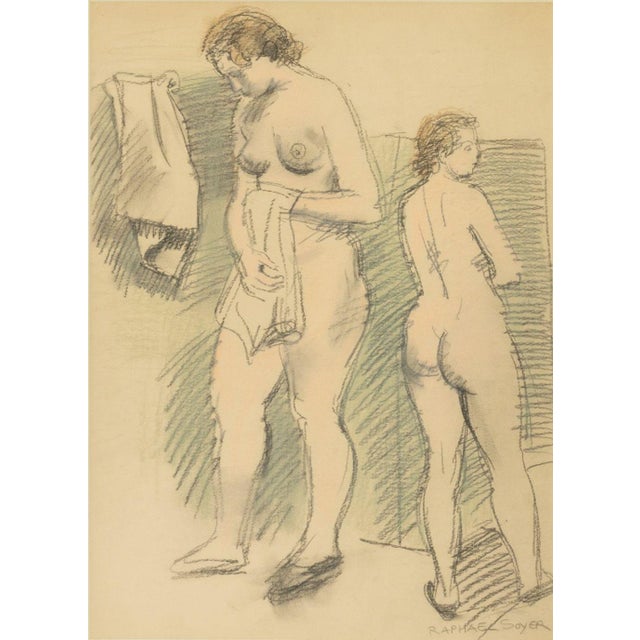 Raphael Soyer (Russian/American, 1899-1987), Bathing Female Figures, Pastel on Paper, signed lower right, giltwood frame....