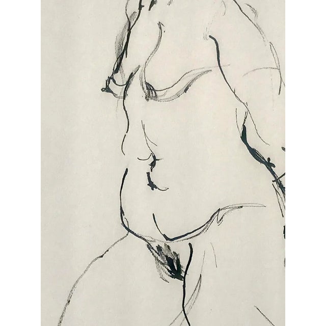 Vintage Modernist Figurative Female Nude Pen and Ink Drawing by John Tuska For Sale - Image 4 of 8