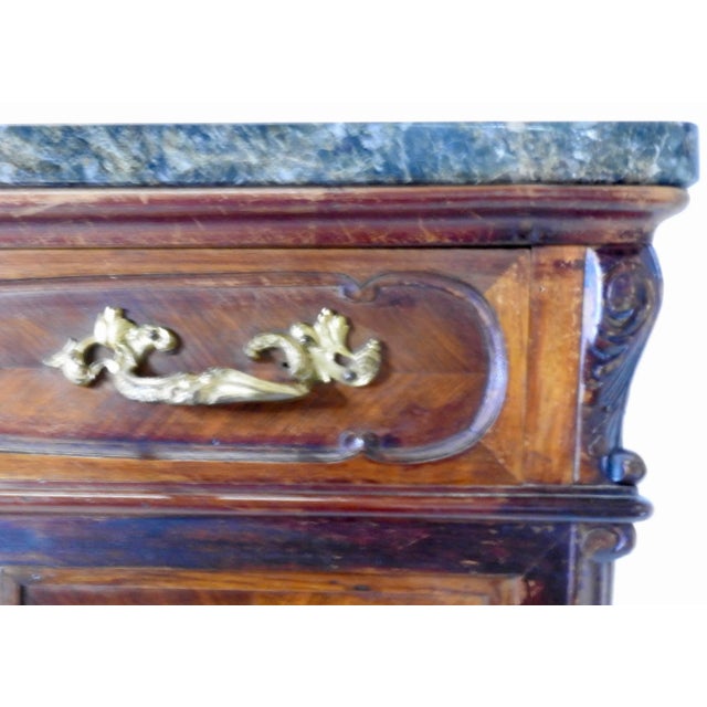 Wood 19th Century French Linen Press Black Granite Top For Sale - Image 7 of 10