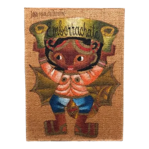 Vintage Jose Maria de Servin, Folk Art Mexican Girl "Emborrachate" Oil Painting on Burlap