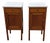 Antique French Oak White Marble Top Bedside Cabinets - A Pair For Sale