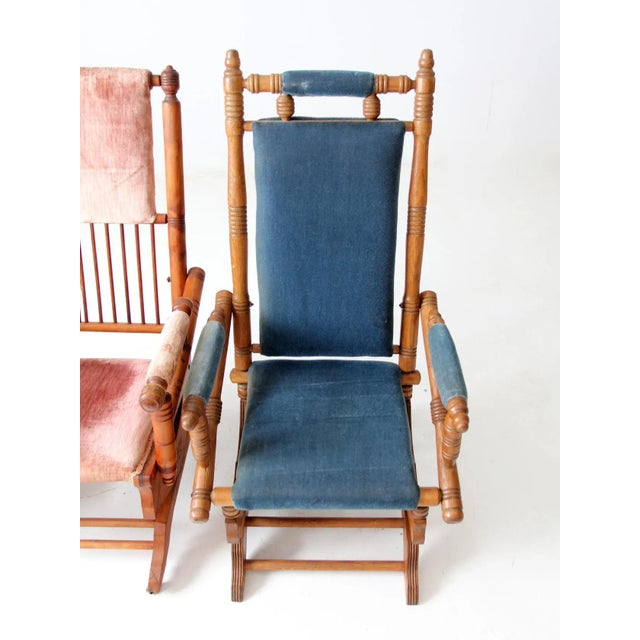 Antique Eastlake Style Platform Rocking Chairs Pair For Sale - Image 6 of 13