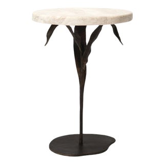 Warm Black Willow Accent Table Travertine For Sale