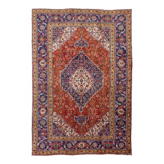 Handmade Vintage Tabriz Wool Rug With Medallion Design For Sale