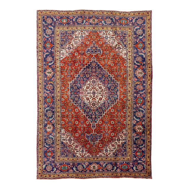 Handmade Vintage Tabriz Wool Rug With Medallion Design For Sale