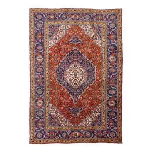 Handmade Vintage Tabriz Wool Rug With Medallion Design