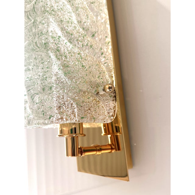 Luxury Gold 24k Wall Sconces With Green “Graniglia” Murano Glass –Set of Two For Sale - Image 6 of 9