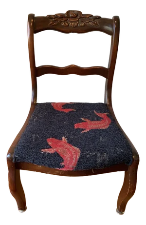 Mid 20th Century Vintage Hand Carved Wood Childs Chair