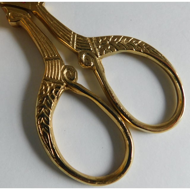 Vintage Brass & Enamel Toledo Sewing Scissors & Thimble Chairish