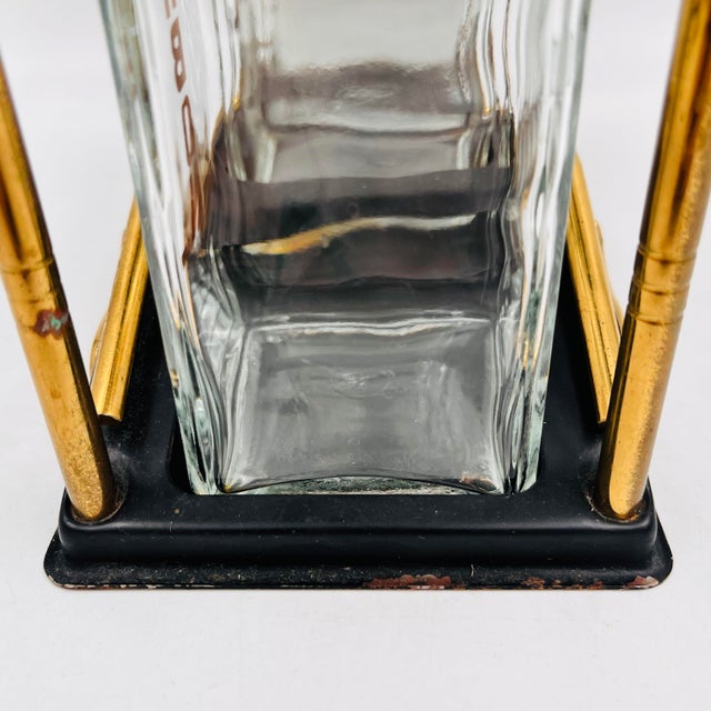 Mid 20th Century Mid-Century Modern Black and Gold Tantalus Decanter Set, Liquor Caddy, Portable Bar For Sale - Image 14 of 18