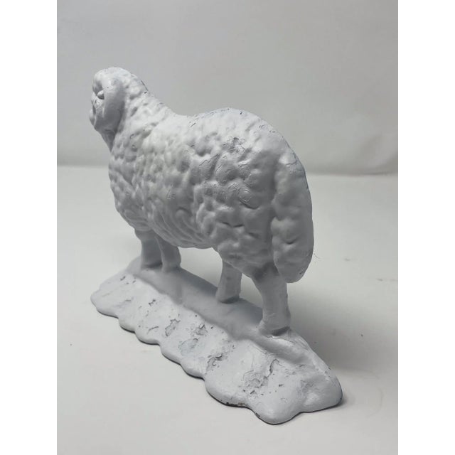 Antique Trio of Cast Iron Stately Ram Door Stops, Two Black & One White Victorian Ram W Fluted Base For Sale - Image 10 of 16