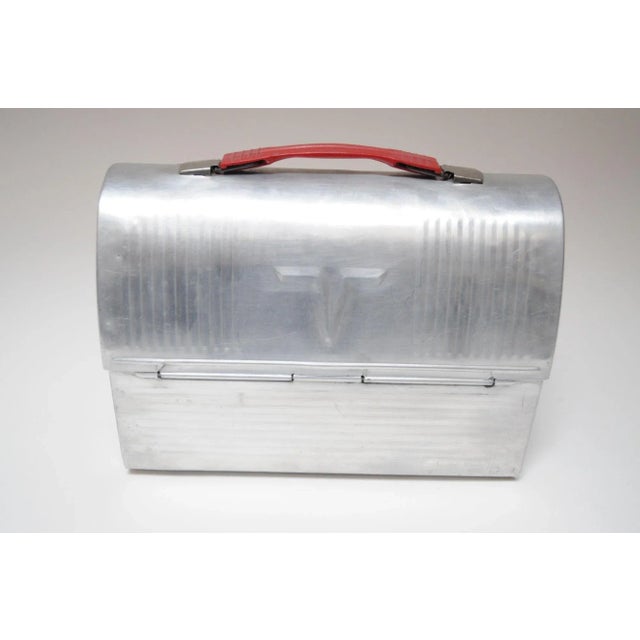1950s Vintage Aluminum "Victory" Domed Miner's Pail / Survivor Lunchbox With Corked Thermos For Sale - Image 5 of 12