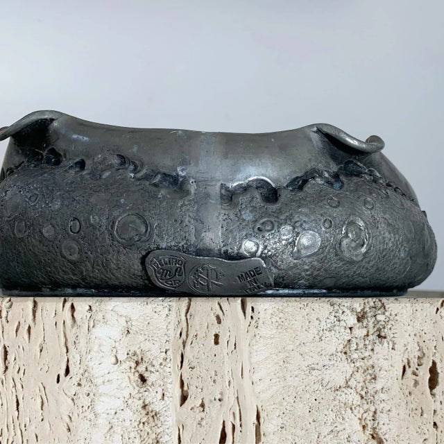 Mid-Century Modern 1970s Silver Moon Metal Ashtray Catchall, Made in Italy For Sale - Image 3 of 10