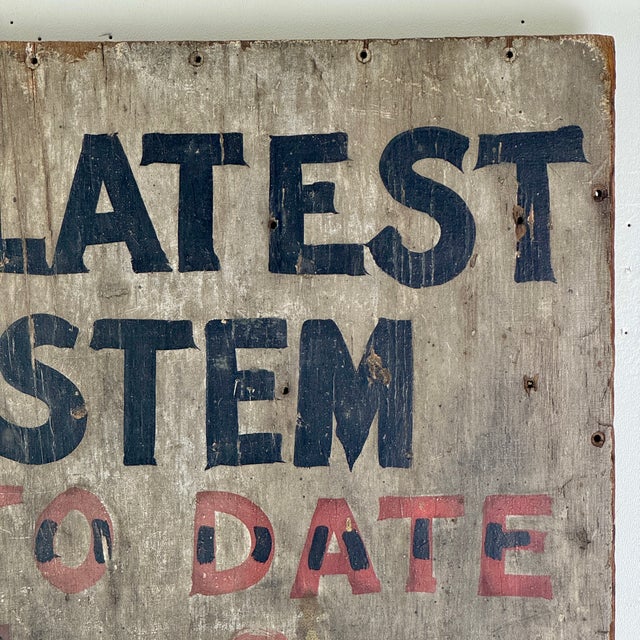 Superb 19th Century Wood Trade Sign Advertising Latest System for Shoe Repairing For Sale - Image 4 of 12
