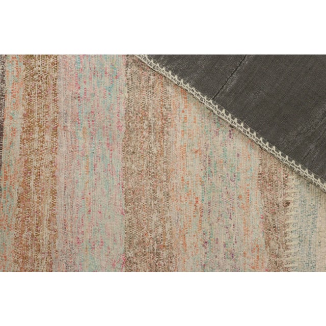 Textile Rug & Kilim’s Patchwork Kilim Square Rug in Polychromatic Stripes For Sale - Image 7 of 7