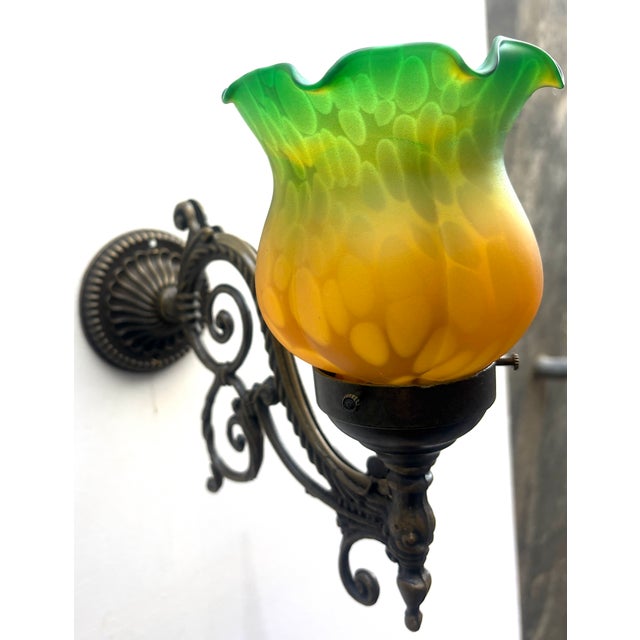 1960s French Brass and Glass Wall Lamps, 1960s, Set of 2 For Sale - Image 5 of 11