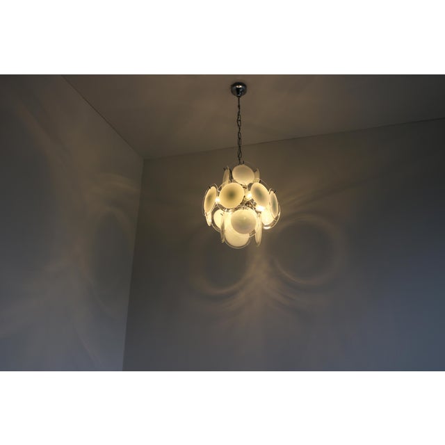 Mid-Century Modern Vintage Italian Murano Glass Disc Chandelier attributed to Gino Vistosi, 1970s For Sale - Image 3 of 16