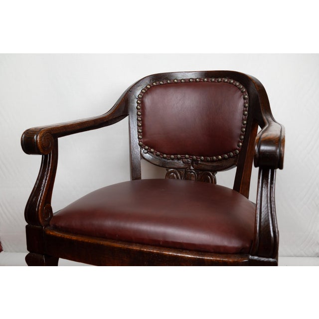 Antique Desk Chair in Oak, 1920s For Sale - Image 9 of 12
