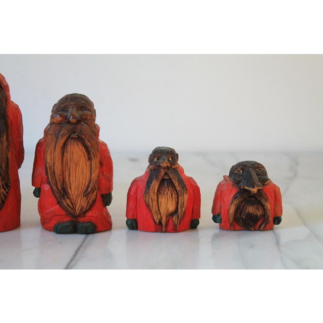 Vintage Hand Carved Wood Folk Art Figurines S/6 For Sale In Milwaukee - Image 6 of 14