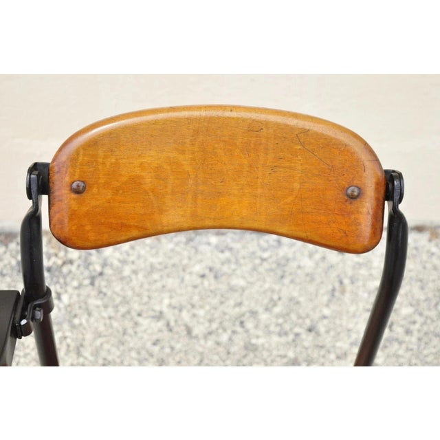 Industrial Antique American Industrial Iron and Maple Childs School Writing Desk For Sale - Image 3 of 12