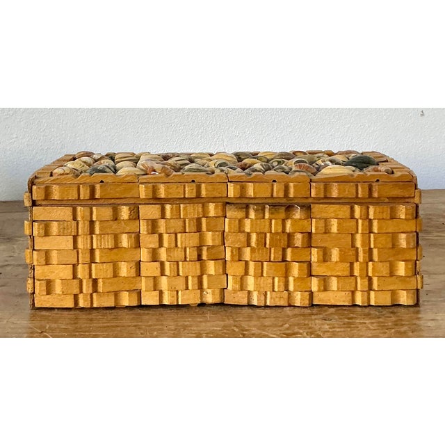 This charming vintage treasure box is a masterful blend of Coastal elegance and Folk Art craftsmanship. The lid is...