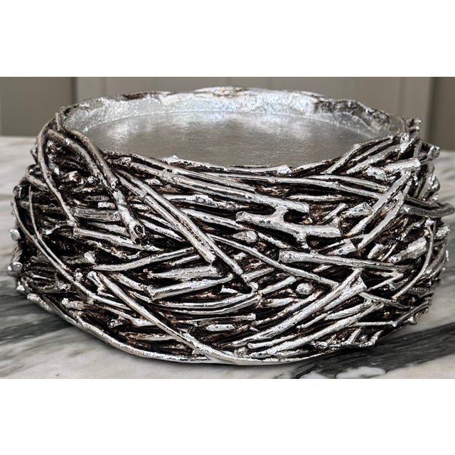 Silver Harry Slatkin Vintage Bird Nest Plinth or 3-Wick Candle Holder Base For Sale - Image 8 of 11