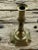 Brass 18th Century Queen Anne Brass Push-Up Candlestick With Petal Cut Base For Sale - Image 8 of 9
