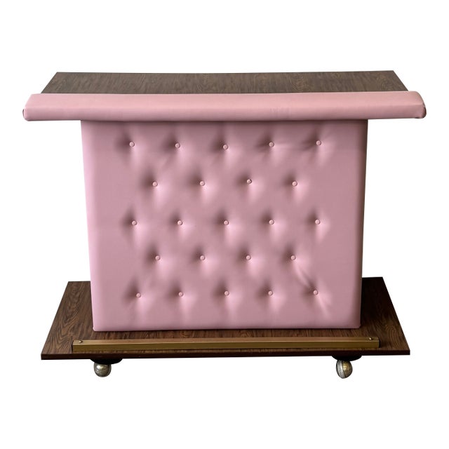 1960's Pink Vinyl Freestanding Bar For Sale