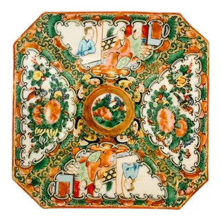 Petite Antique Octagonal Rose Medallion Plate For Sale