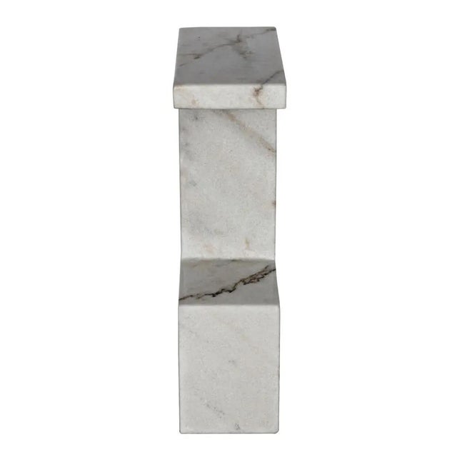 A dazzling display of design virtuosity, the artisan crafted Aero side table features marble finished in a white marble...
