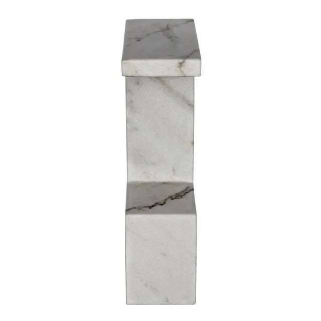 A dazzling display of design virtuosity, the artisan crafted Aero side table features marble finished in a white marble...