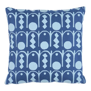 Schumacher x Drusus Tabor Downtown Pillow in Blues For Sale