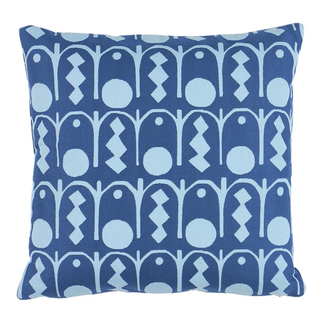 Schumacher x Drusus Tabor Downtown Pillow in Blues For Sale