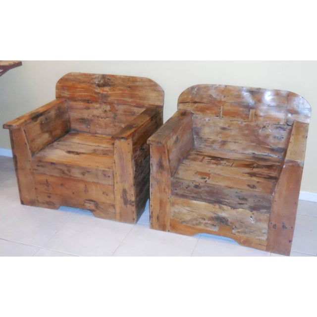 1960s Vintage Wood Primitive Style Armchairs - a Pair For Sale In Miami - Image 6 of 11