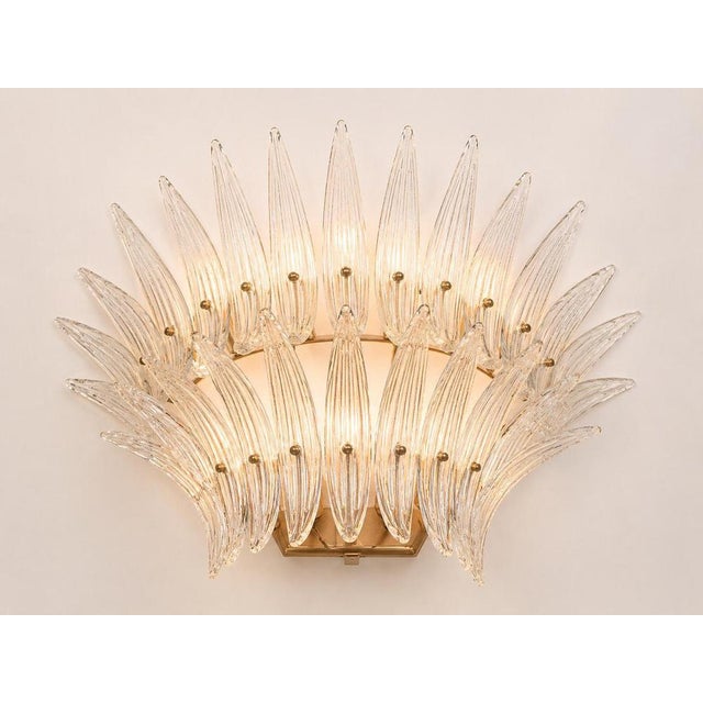 Italian Palmette Sconces in Glass by Barovier and Toso, Murano, 1960, Set of 2 For Sale - Image 6 of 7