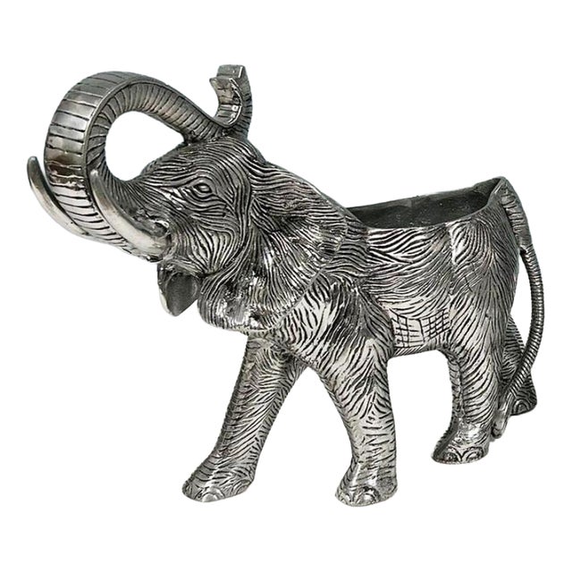 Vintage Silver-Plated Elephant Wine Cooler For Sale